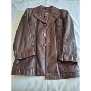VINTAGE 1970'S Europe Craft Import, Long Jacket, Burgundy, Size 40, Many Pockets